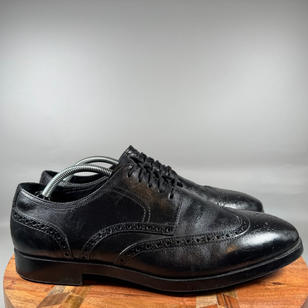 Cole Haan Grand OS Mens Black Leather Wingtip Oxford Shoes C23793 Size 10.5 W